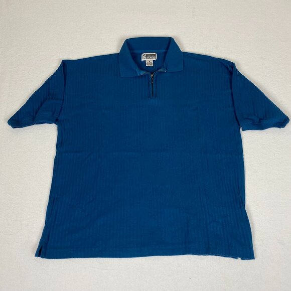 Vintage Sportswear Cotton Preppy 1/4 Zip Short Sleeve Textured Sweater Polo - Picture 1 of 8